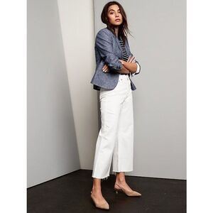 Banana Republic High Rise Wide Leg Cropped Pants In White